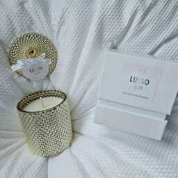 Large Luxury Scented Soy Candle - Rain Drop Geo Glass Jar Designer, Spa & Seasonal Fragrance Gift Boxed