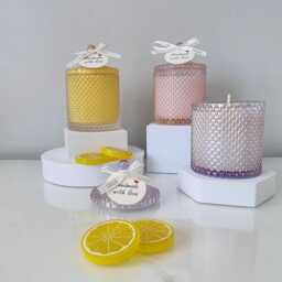 Large Luxury Scented Soy Candle - Rain Drop Geo Glass Jar Designer, Spa & Seasonal Fragrance Gift Boxed - thumbnail 4