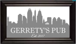 Custom Personalized City Skyline Mirror, Large Bar Engraved Black Mirror, 12x24 - thumbnail 1