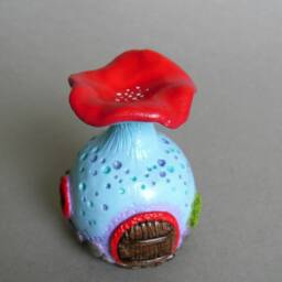 Polymer Clay Mushroom Fairy House Whimsical Miniature Cottage Decor - thumbnail 4