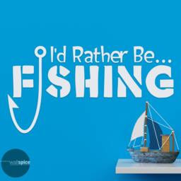 I'd Rather Be Fishing Vinyl Wall Decal Sticker - thumbnail 1
