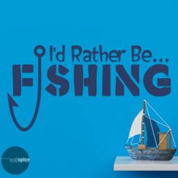 I'd Rather Be Fishing Vinyl Wall Decal Sticker - thumbnail 2