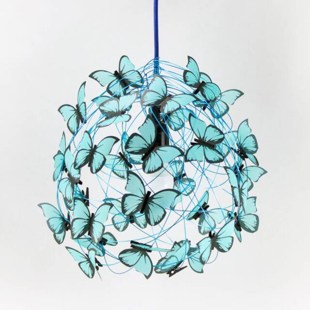 Blue Butterfly Chandelier Whimsical Nursery Ceiling Light - image 1