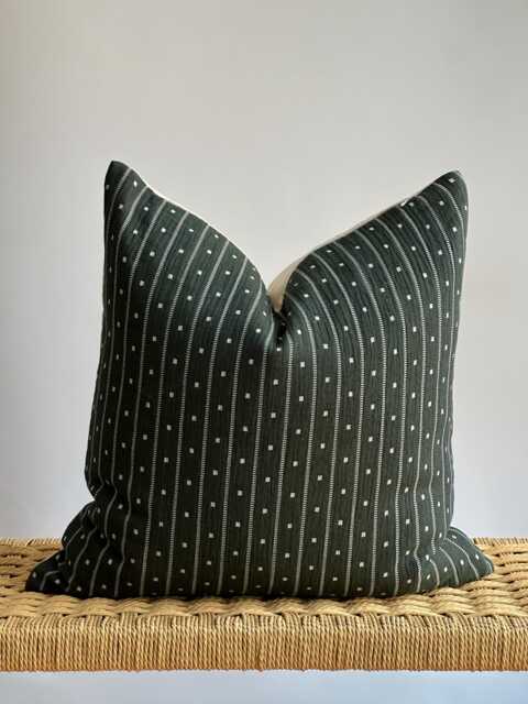 Vintage Hmong Hemp Pillow Cover Black Striped Lumbar, Bohemian Decor - image 1