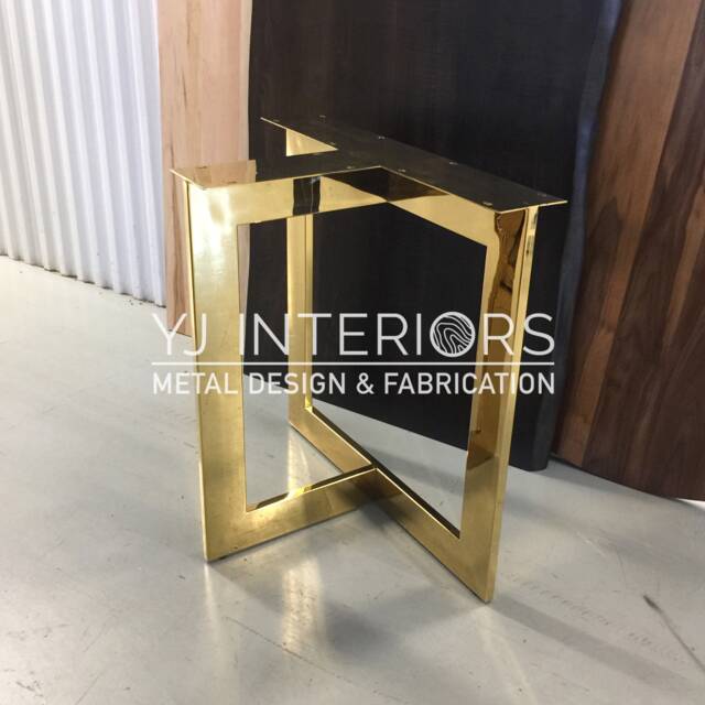 Shiny Gold Table Legs - Set Of 2 Stainless Steel Dining Or Desk - image 1