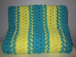 Medium Hairpin Lace Blanket in Aqua & Yellow