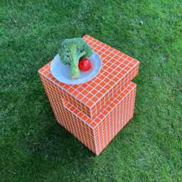 Tiled Shelf. Side Table. Orange Bedside Coffee Home Decor - thumbnail 2
