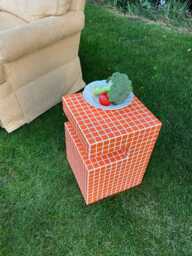 Tiled Shelf. Side Table. Orange Bedside Coffee Home Decor