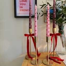 Hand Painted Love Heart Taper Candles Valentine's Decor - thumbnail 2