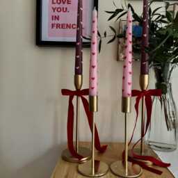 Hand Painted Love Heart Taper Candles Valentine's Decor - thumbnail 3