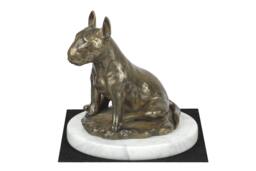 Bull Terrier, Dog White Marble Base Statue, Limited Edition, Artdog. Made Of Cold Cast Bronze. Perfect Gift. Limited Edition - thumbnail 1
