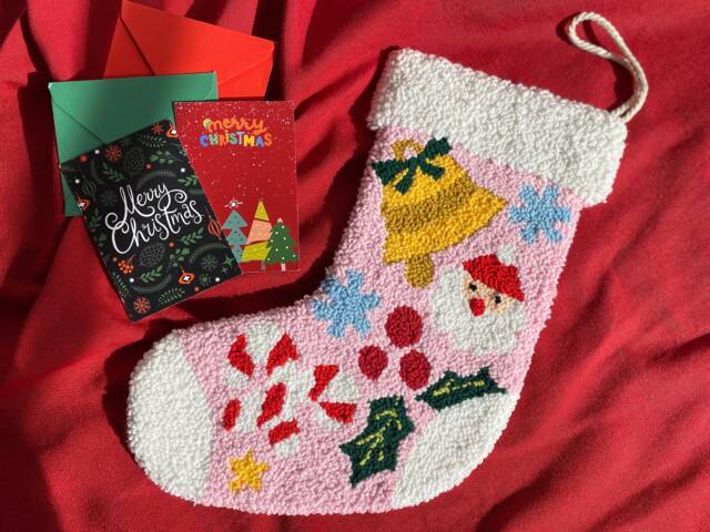 Christmas Stocking Punch Needle, Handmade Decor, Gift, Stockings, Holiday Stockings - image 1