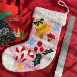 Christmas Stocking Punch Needle, Handmade Decor, Gift, Stockings, Holiday Stockings - thumbnail 2