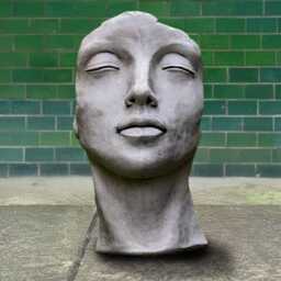Stone Modern Face Sculpture Large Head Statue Concrete Figure Cement Garden Ornament Outdoor Decoration Gift For Gardener Home Decor - thumbnail 3