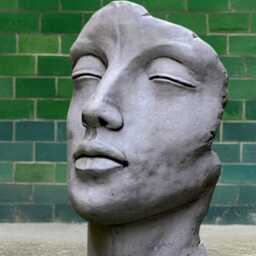 Stone Modern Face Sculpture Large Head Statue Concrete Figure Cement Garden Ornament Outdoor Decoration Gift For Gardener Home Decor - thumbnail 4