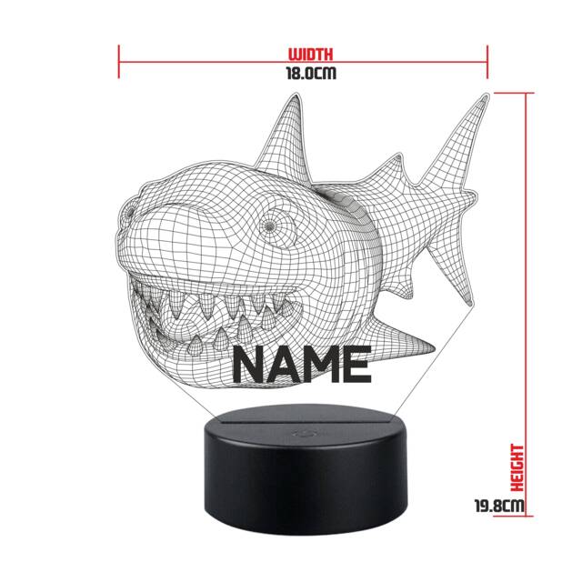 Personalised Shark Led Night Light - Kids Bedroom Decor - image 1