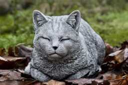 Concrete Kitty Sculpture Stone Cat Decoration Garden Kitten Statue Handmade Figurine Memorial Ornament Outdoor Pet Decor Yard Art - thumbnail 1