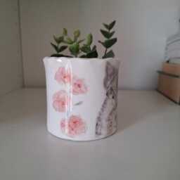 Handmade Ceramic Flower Pot With Cat & Kitten, Mother's Day Gift - thumbnail 3