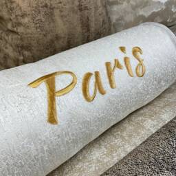 "Luxury Personalised Name Embroidered Bolster Cushion 16""x6" - thumbnail 3