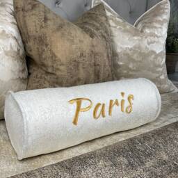 "Luxury Personalised Name Embroidered Bolster Cushion 16""x6" - thumbnail 4