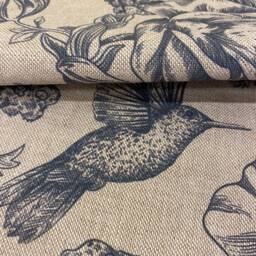 899. Indigo Blue Hummingbird - Linen Look 100% Cotton Cushion Cover, Various Sizes - thumbnail 4