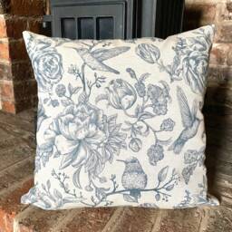 899. Indigo Blue Hummingbird - Linen Look 100% Cotton Cushion Cover, Various Sizes - thumbnail 2