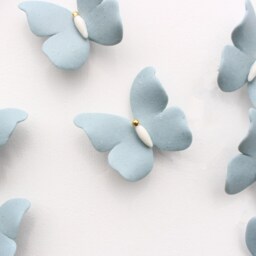 5 Little Duck Blue Porcelain Butterflies For Wall Decoration - thumbnail 3