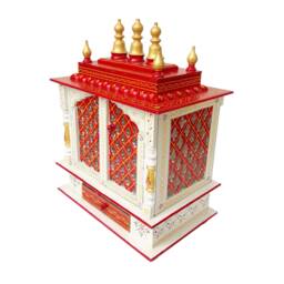 Hand Carved Wooden Pooja Ghar Mandir Wall Mount Indian Temple - thumbnail 3