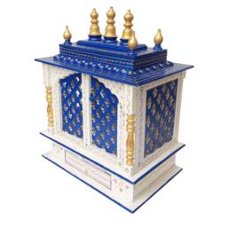 Hand Carved Wooden Pooja Ghar Mandir Wall Mount Indian Temple - thumbnail 4