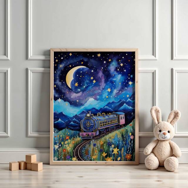 Train Print, Wall Art, Steam Poster, Boys Room Kids Decor, Playroom Decor - image 1