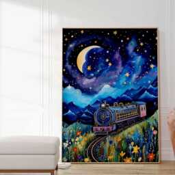 Train Print, Wall Art, Steam Poster, Boys Room Kids Decor, Playroom Decor - thumbnail 3