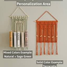 Boho Macrame Bookshelf, Modern Wall Decor, New Home Gift Ideas, Retro For The Home, Book Organizer, Nursery Furniture H81 - thumbnail 3