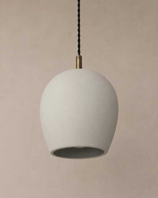 Tulipano - Ceramic Pendant Ceiling Light Handmade Minimalist Round Hanging Fixture in Bone White - image 1
