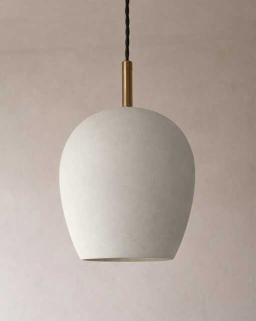 Tulipano - Ceramic Pendant Ceiling Light Handmade Minimalist Round Hanging Fixture in Bone White - image 1