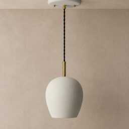 Tulipano - Ceramic Pendant Ceiling Light Handmade Minimalist Round Hanging Fixture in Bone White - thumbnail 2