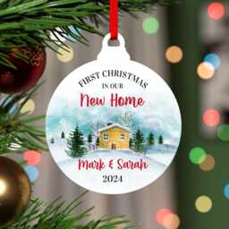 First Christmas Our New Home Ornament, Acrylic 1st Decoration, Gift, House, Housewarming Gift With Red Bag - thumbnail 1