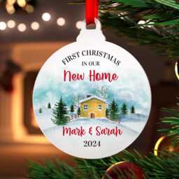 First Christmas Our New Home Ornament, Acrylic 1st Decoration, Gift, House, Housewarming Gift With Red Bag - thumbnail 3