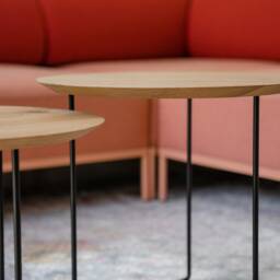 Oak Side Table With Black Frame & Round Top - thumbnail 2