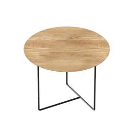 Oak Side Table With Black Frame & Round Top - thumbnail 4