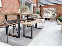 Outdoor Solid Oak Dining Table & Bench - Garden Patio Furniture - thumbnail 1