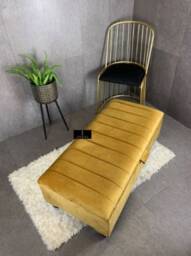 Mustard Gold Ottoman Footstool Storage Coffee Table/ Yellow Extra Large Deep Cushioned Chesterfield Footrest - thumbnail 3