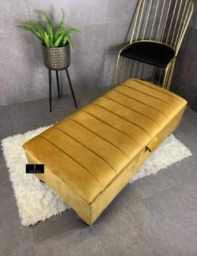 Mustard Gold Ottoman Footstool Storage Coffee Table/ Yellow Extra Large Deep Cushioned Chesterfield Footrest