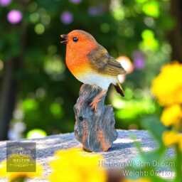 Tweeting Robin Motion Activated Whistles Sounds Garden Ornament Bird Statue - thumbnail 1