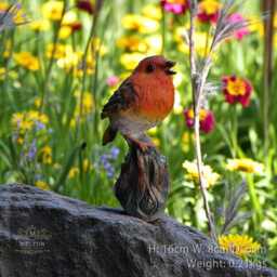 Tweeting Robin Motion Activated Whistles Sounds Garden Ornament Bird Statue - thumbnail 2