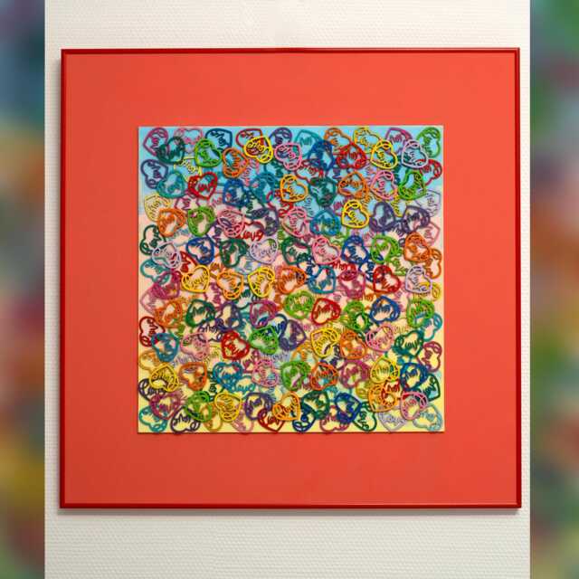 Hand-Painted Wooden Hearts 3D Wall Art - Colorful Love Collage - image 1