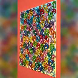 Hand-Painted Wooden Hearts 3D Wall Art - Colorful Love Collage - thumbnail 3