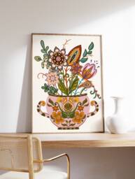 Mexican Art Print, Traditional Poster, Floral Wall Decor, Latin American Mexico Travel Art, Gift, A1/A2/A3/A4 - thumbnail 1