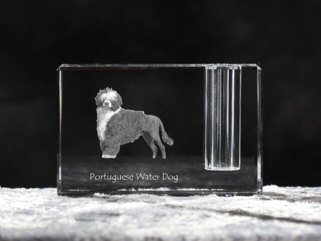 Portuguese Water Dog , Crystal Pen Holder With Dog, Souvenir, Decoration, Limited Edition, Collection - image 1
