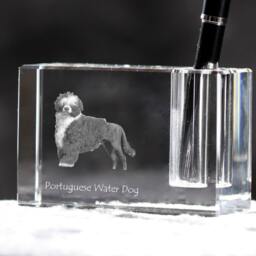 Portuguese Water Dog , Crystal Pen Holder With Dog, Souvenir, Decoration, Limited Edition, Collection - thumbnail 2