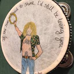 Hand-Drawn Robert Plant Tambourine Art, Led Zeppelin Thank You Lyrics - thumbnail 3
